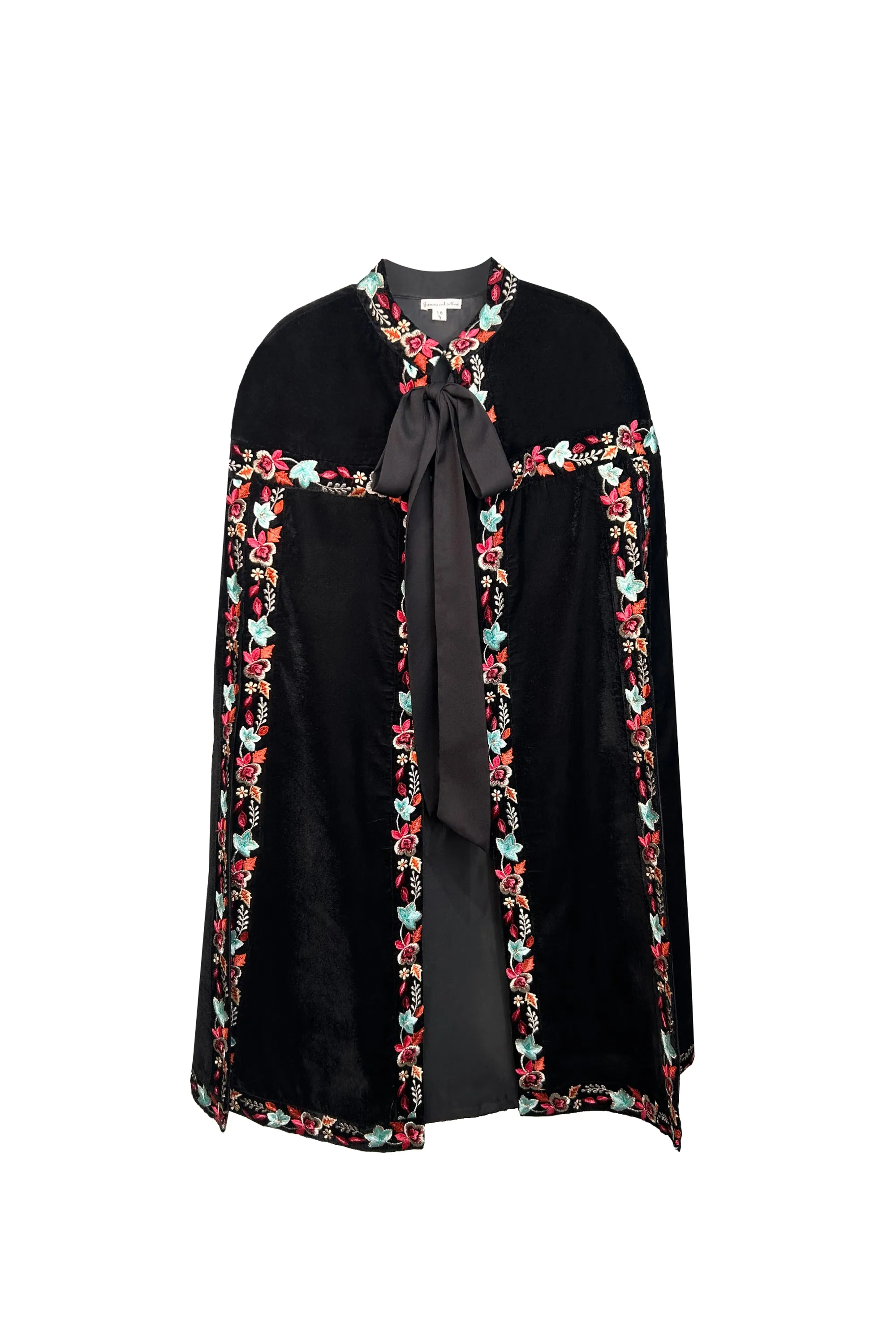 Black Floral Long Cape