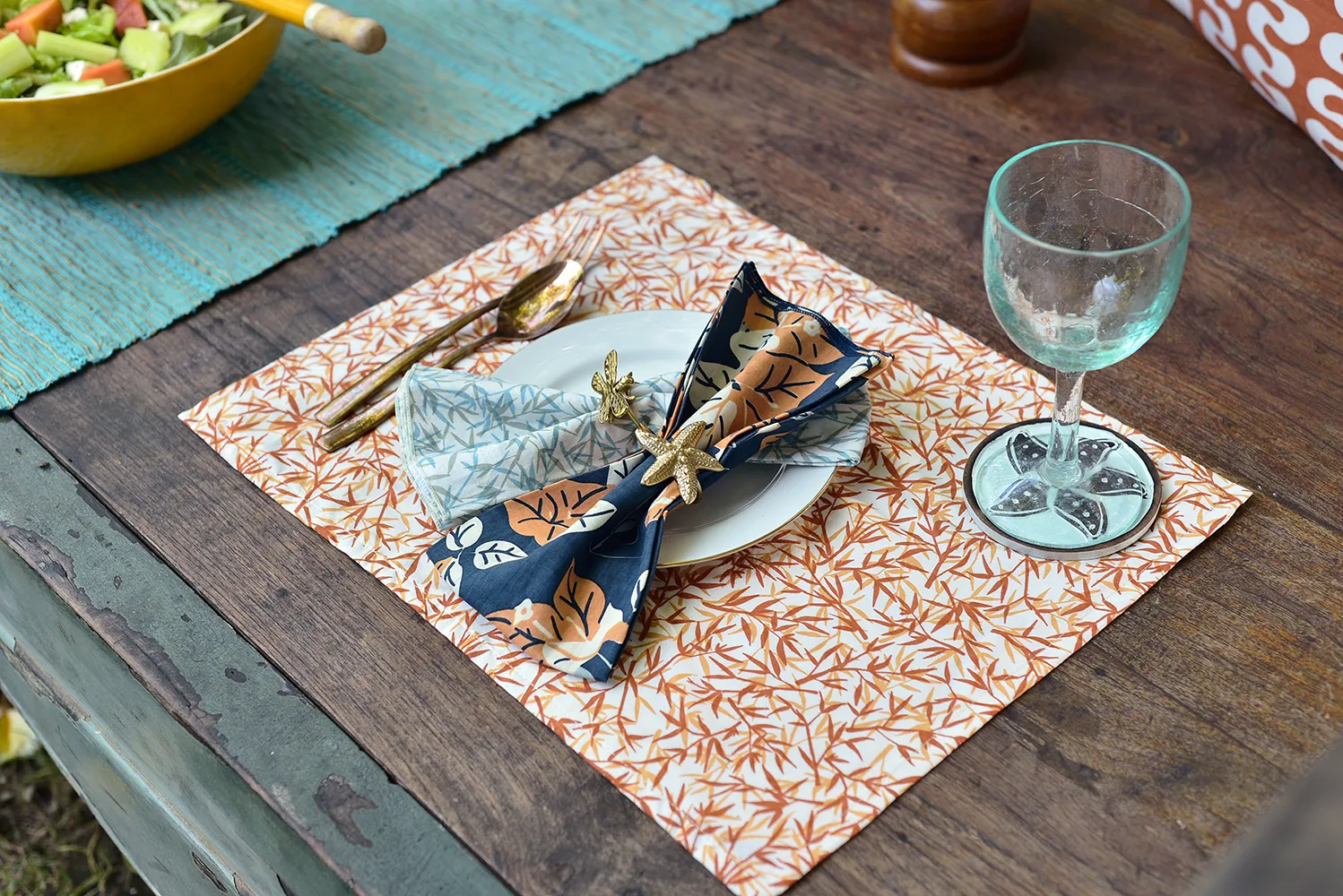 Bougainvillea Navy Spice Napkins set of 4 - SALE HOMEWARES