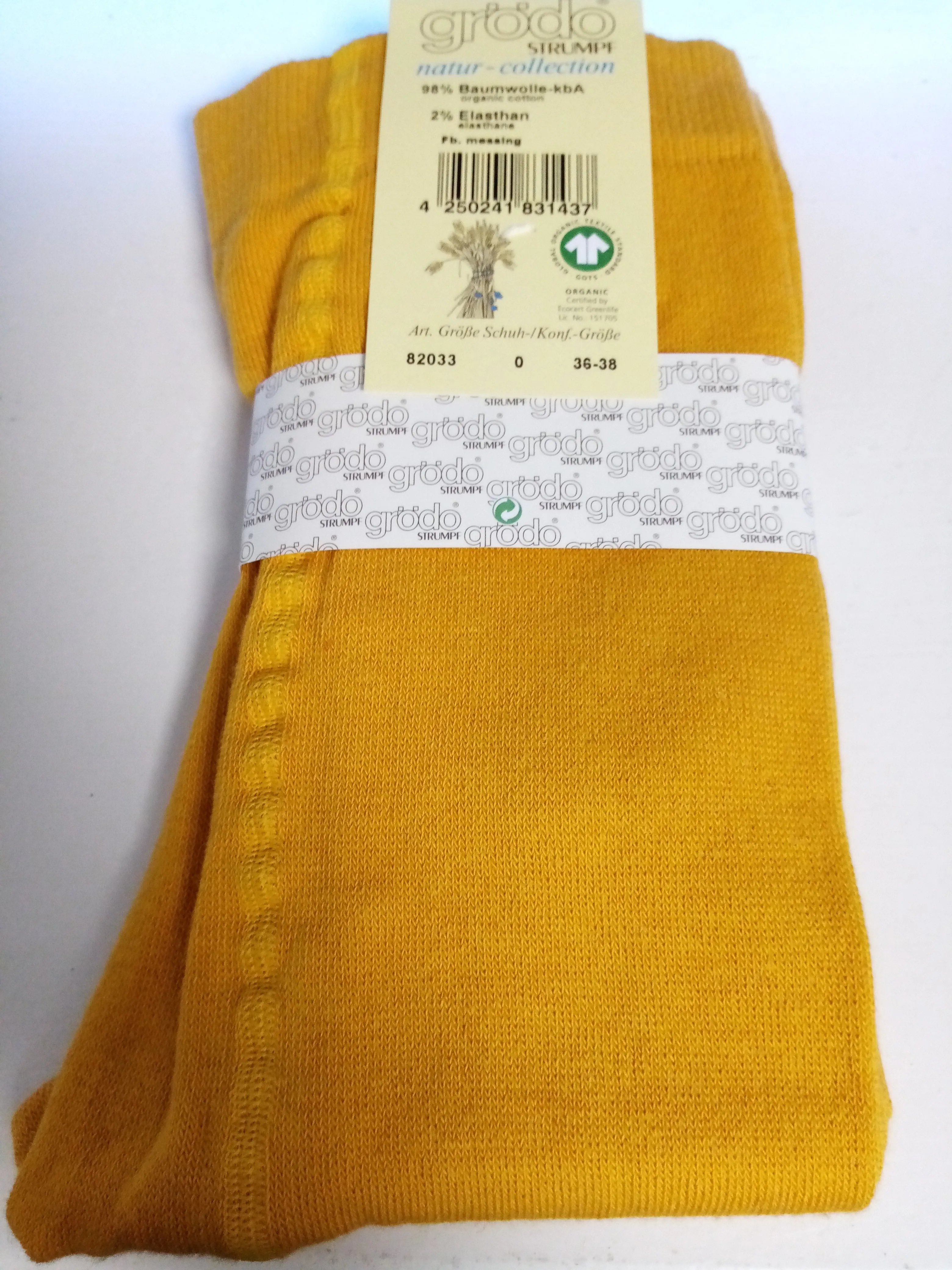 Organic Grodo Warm Yellow Cotton Tights - Comfort Fit & Soft Feel