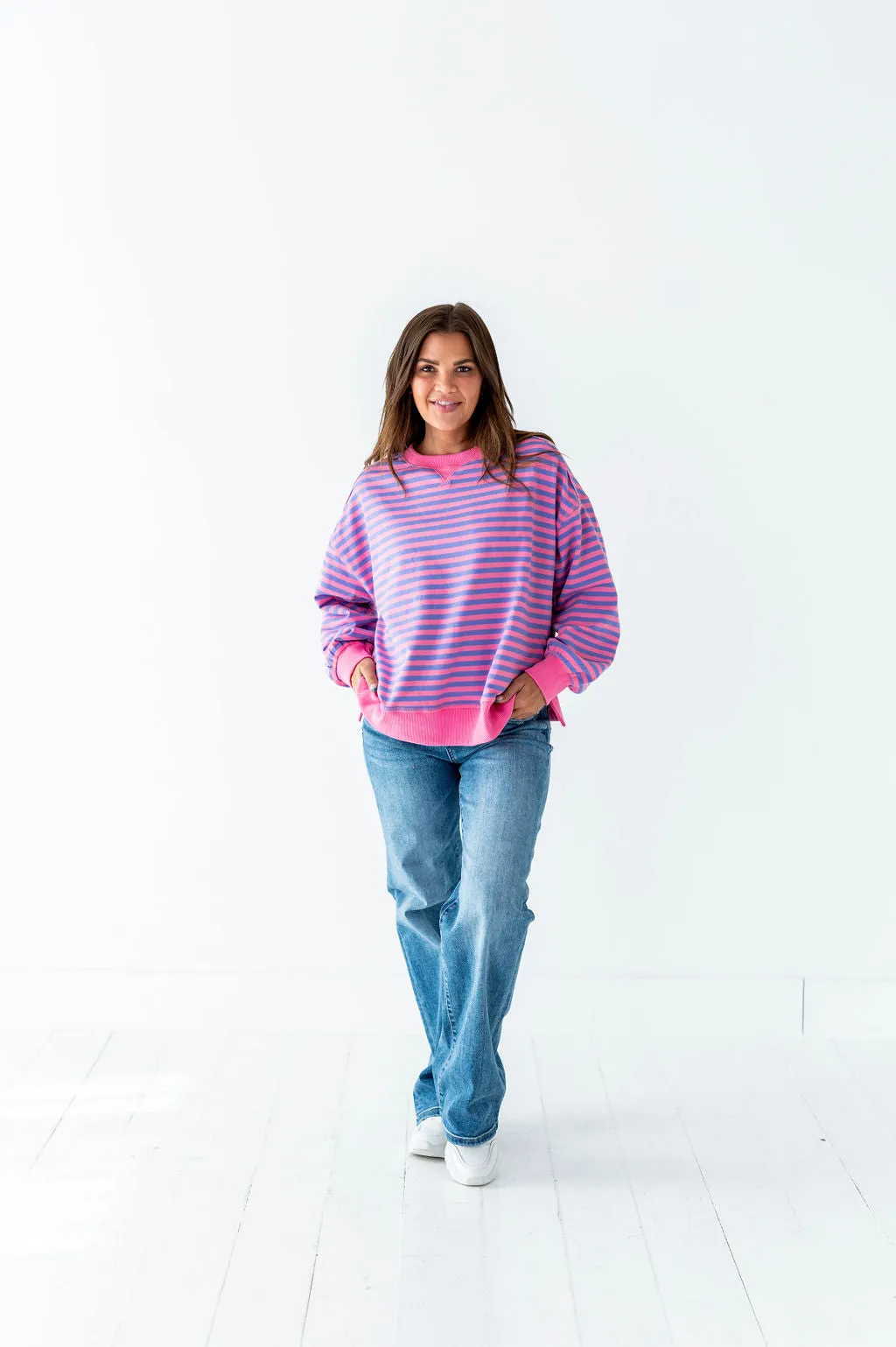 Kris Striped Sweater in Pink