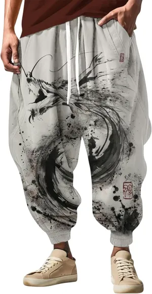 Low Crotch Sweats Fashion Street Feel Casual Sweatpants Drawstring Elastic Waist Boho Hippie Trousers Burning Man