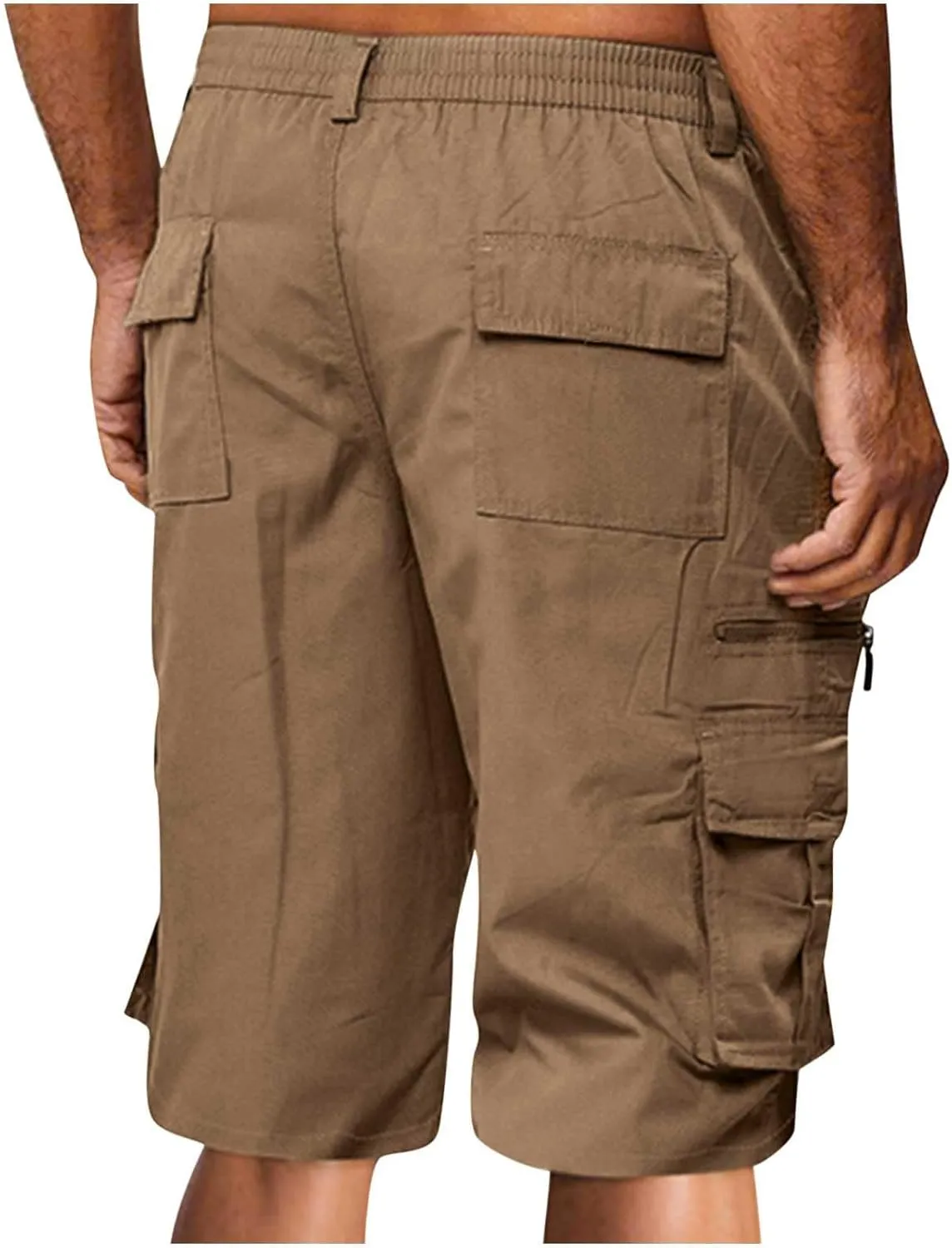 Mens Cargo Shorts Athletic Hiking High Waisted Shorts Summer Casual Knee Length Short Pants Tactical Pant with Pocket