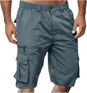 Mens Cargo Shorts Athletic Hiking High Waisted Shorts Summer Casual Knee Length Short Pants Tactical Pant with Pocket