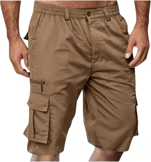 Mens Cargo Shorts Athletic Hiking High Waisted Shorts Summer Casual Knee Length Short Pants Tactical Pant with Pocket
