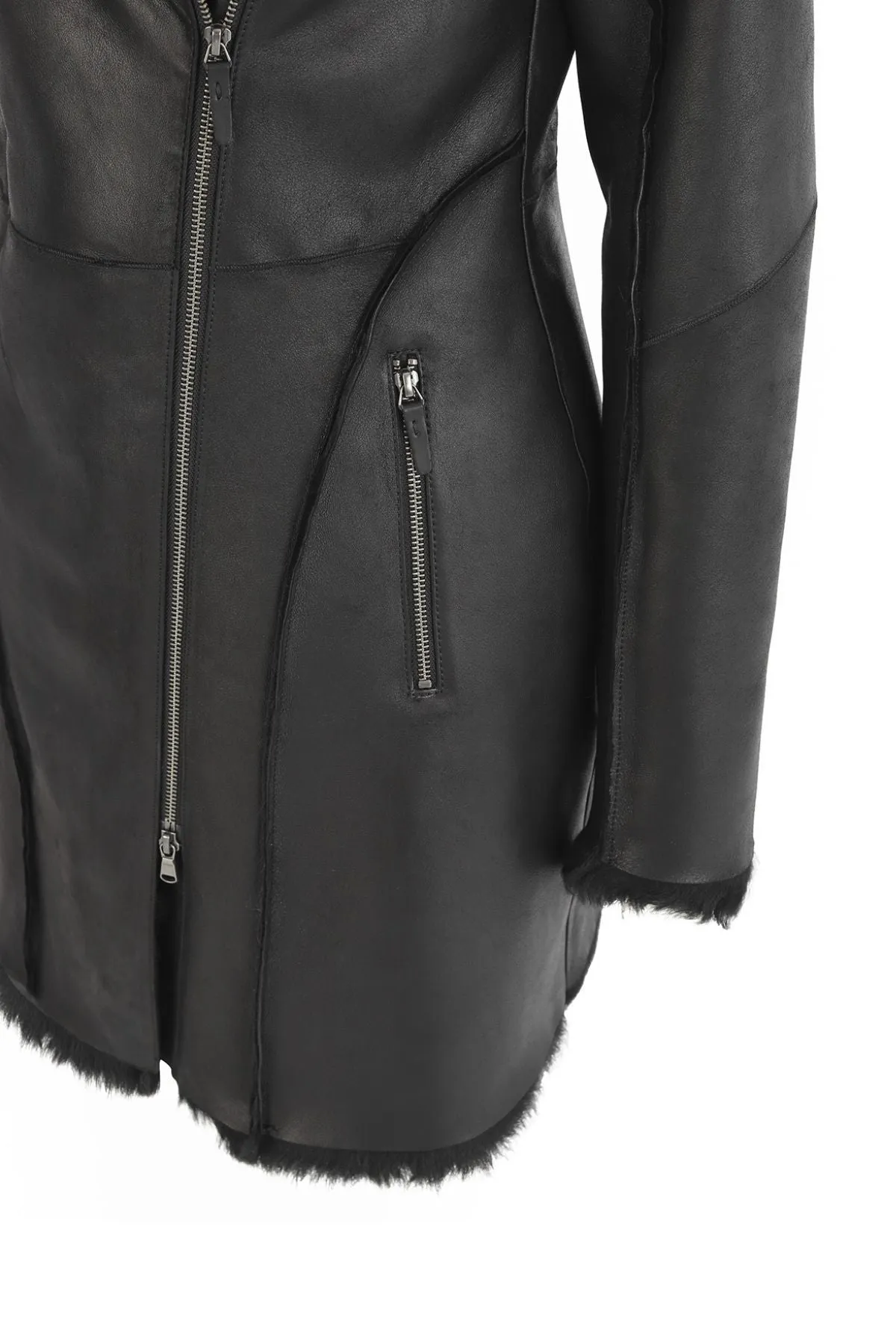 Pearl - Black Shearling Coat