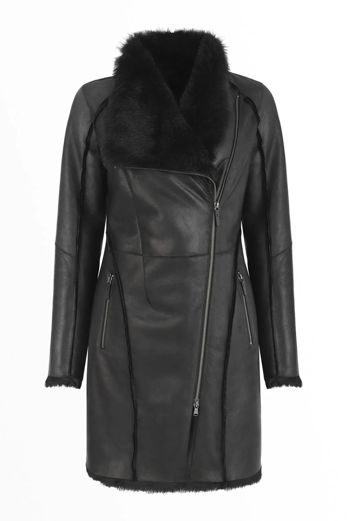 Pearl - Black Shearling Coat