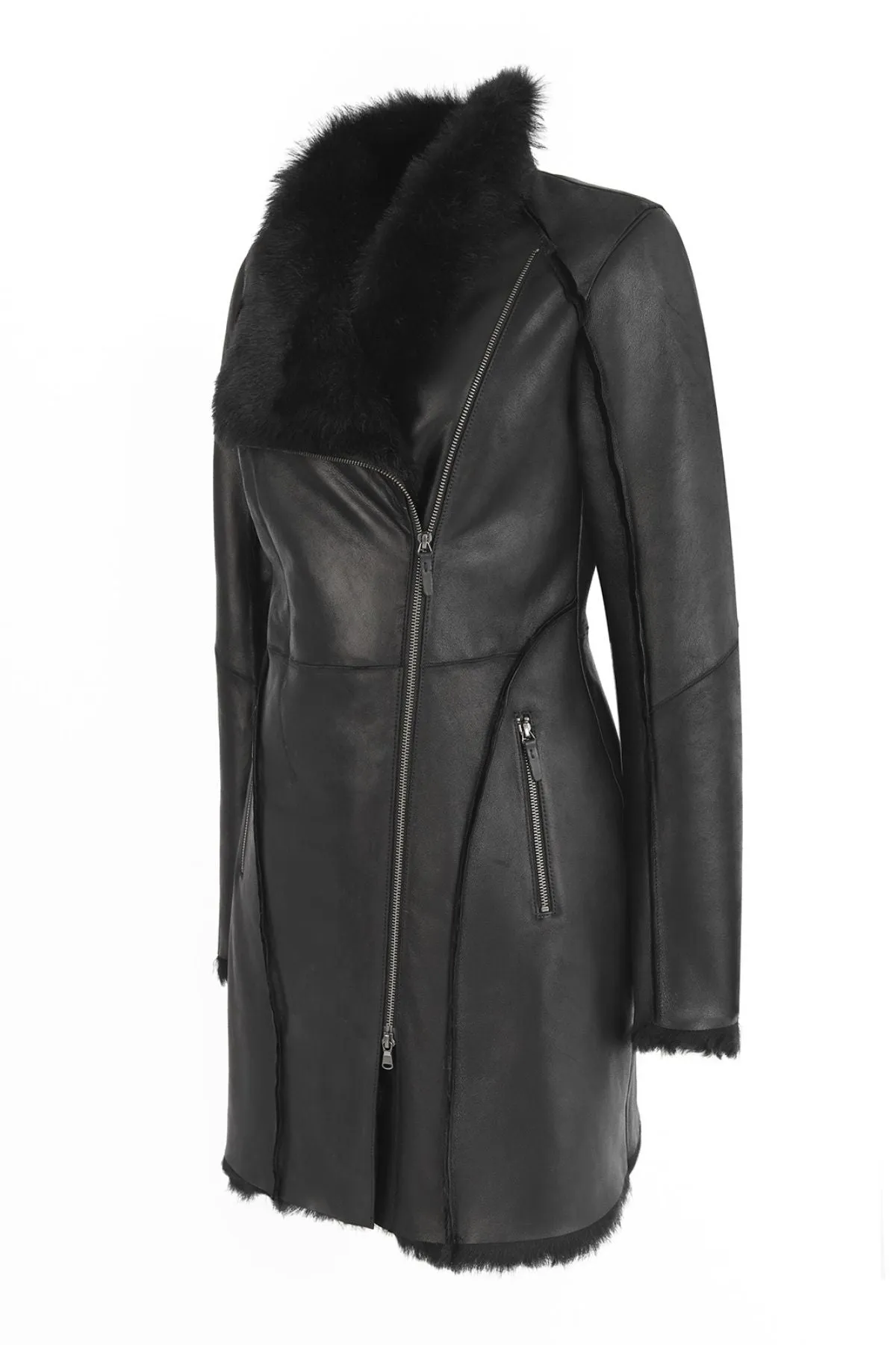 Pearl - Black Shearling Coat