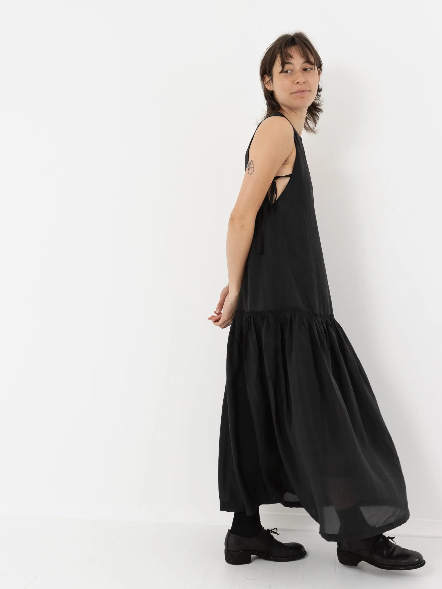 Sara Lanzi Sleeveless Dress with Cape, Black