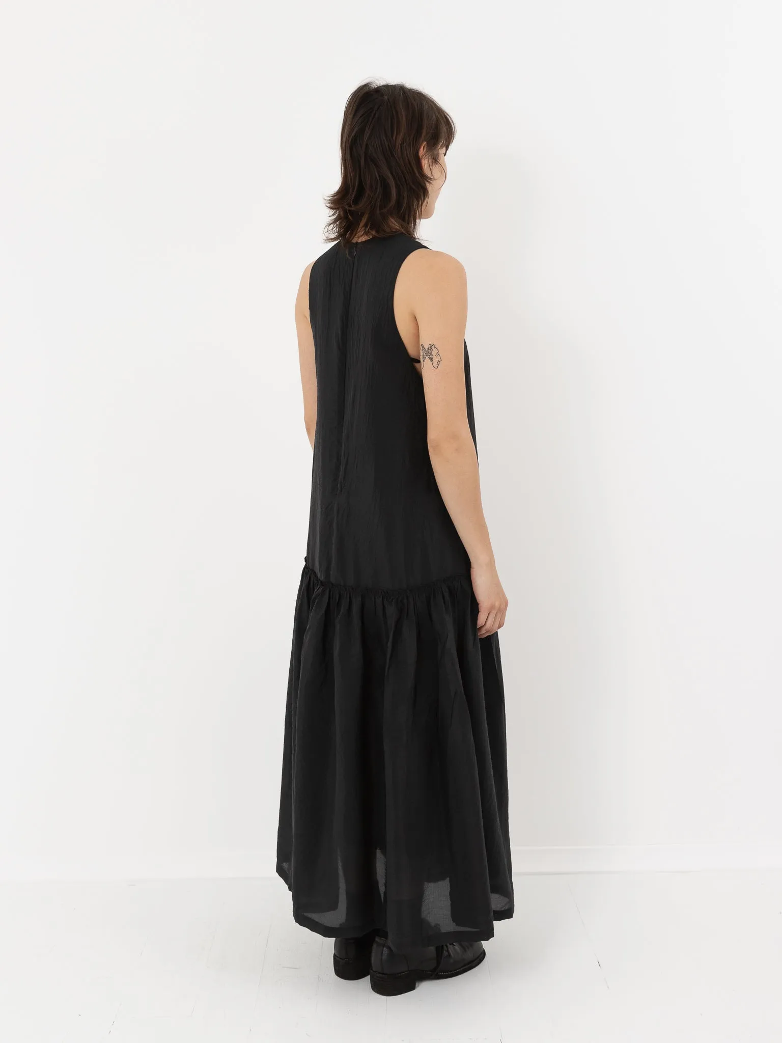 Sara Lanzi Sleeveless Dress with Cape, Black