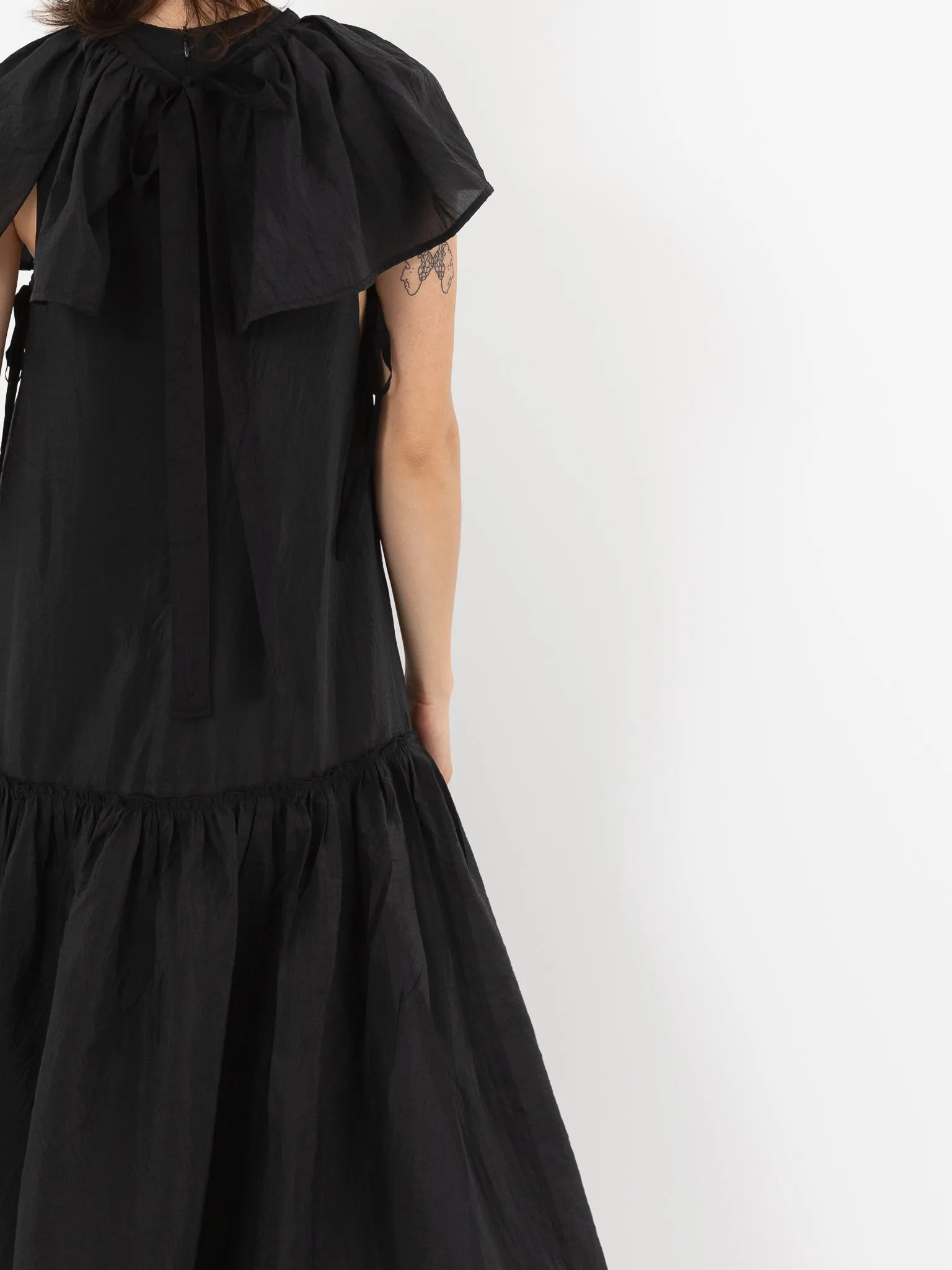 Sara Lanzi Sleeveless Dress with Cape, Black