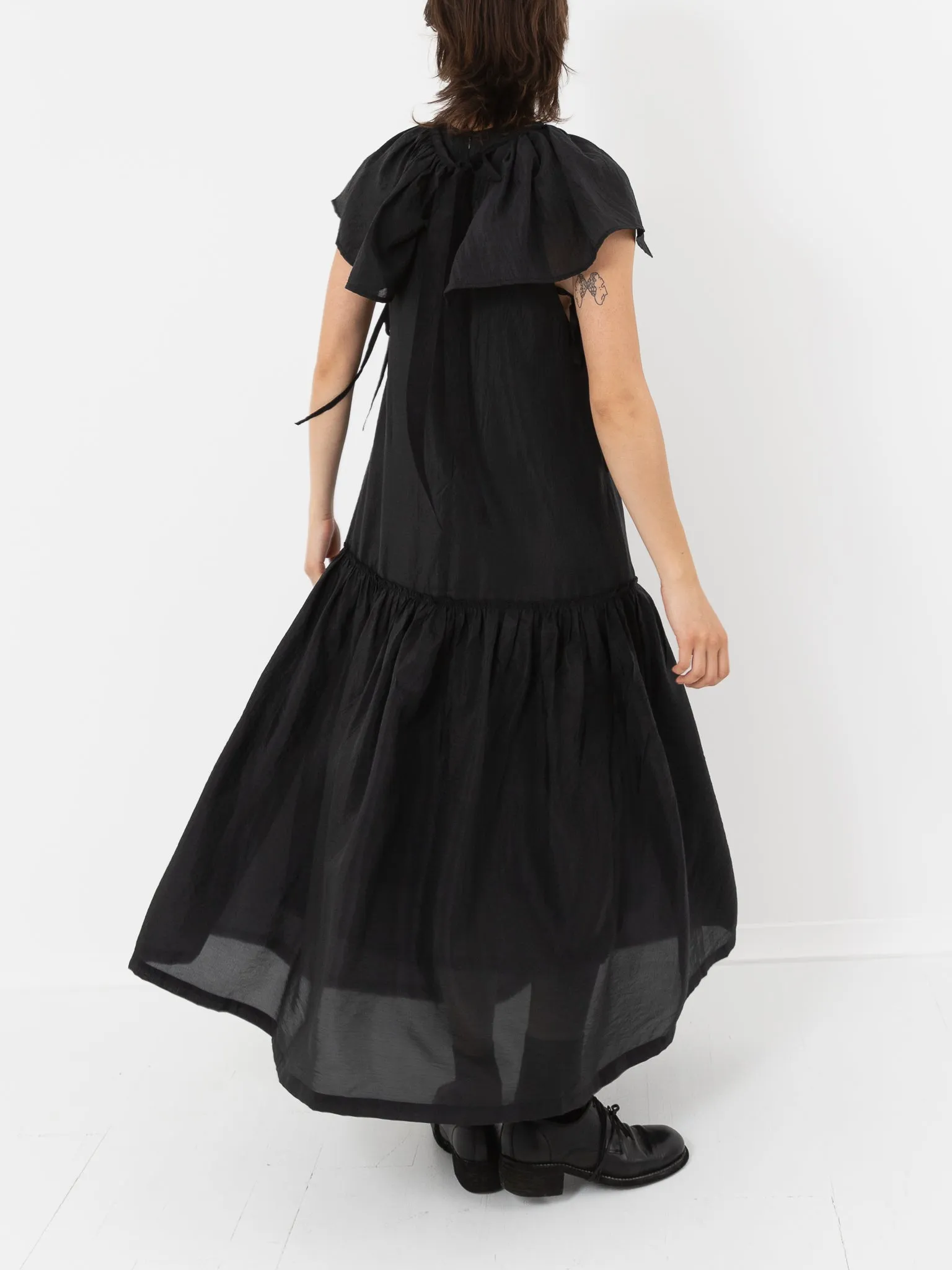 Sara Lanzi Sleeveless Dress with Cape, Black