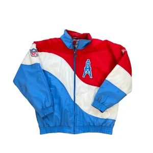 Vintage 90s Red, White   Blue NFL Oilers Puffer Coat - Large