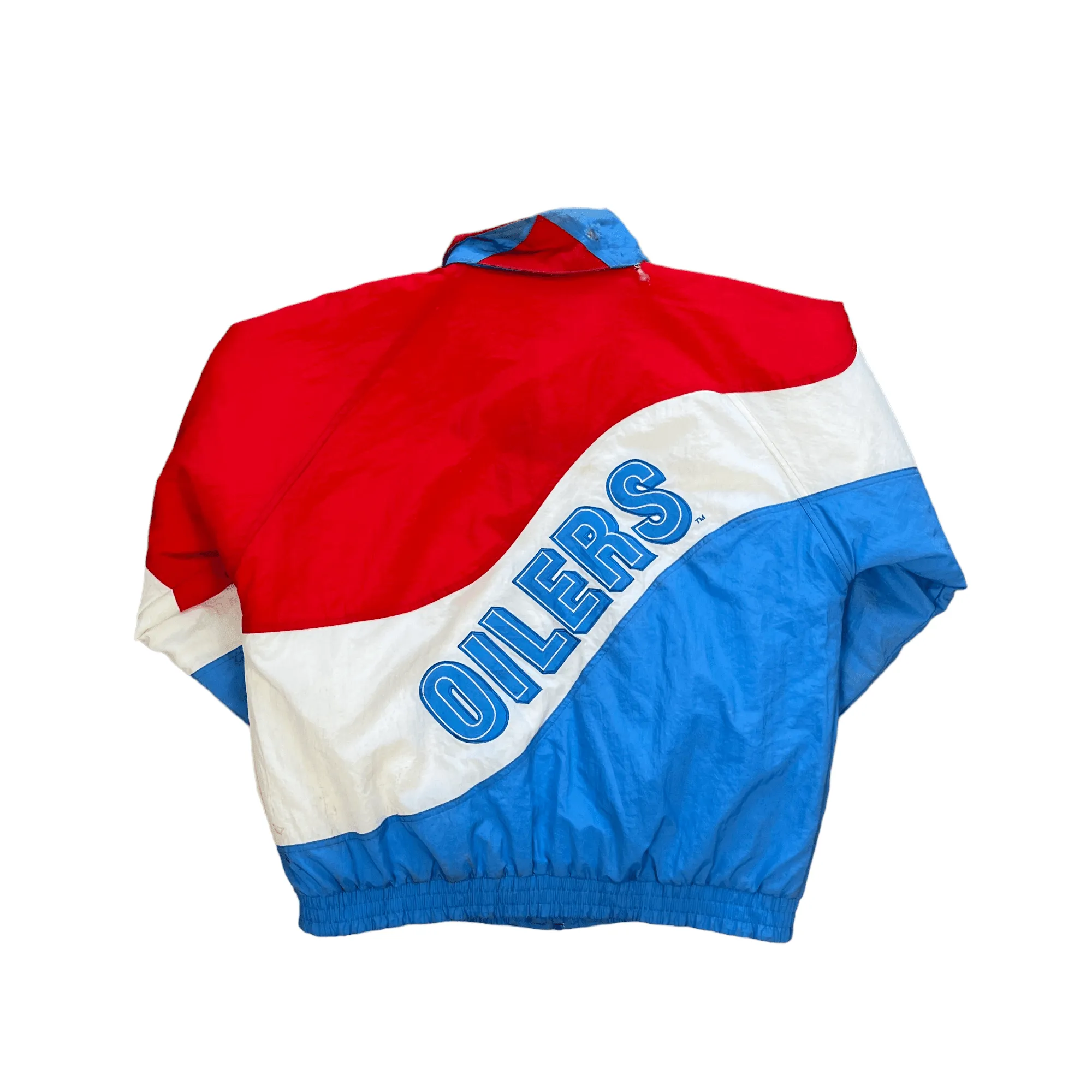 Vintage 90s Red, White   Blue NFL Oilers Puffer Coat - Large