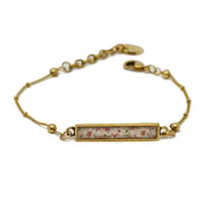 Warm Pink Floral Dainty Charm Bracelet
